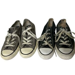 2 Pairs Converse Chuck Taylor All Star Classic Sneakers Black and Gray Womens 6